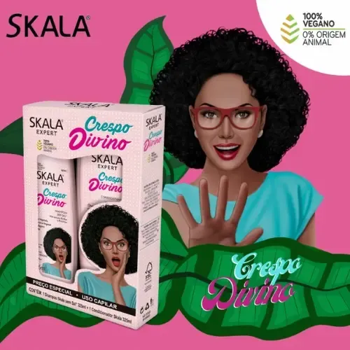 Skala Crespo Divino Kit Shampoo y Acondicionador Vegano Rulos Pelo