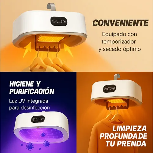 Secador Ropa Inteligente Portátil Plegable Colgante 600w Pel