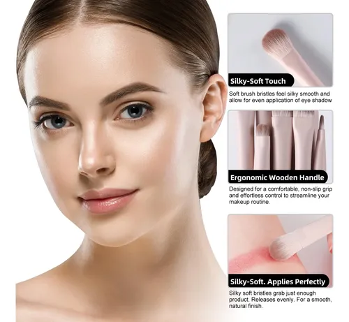 Set 8 Brochas Para Maquillaje De Ojos Acmebeauty Rosa