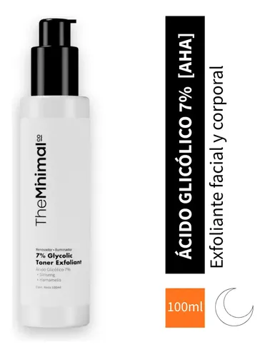 The Minimal Co Tonico Exfoliante Facial Glicólico 7% 100ml Momento de aplicación Noche Tipo de piel Todo tipo de piel