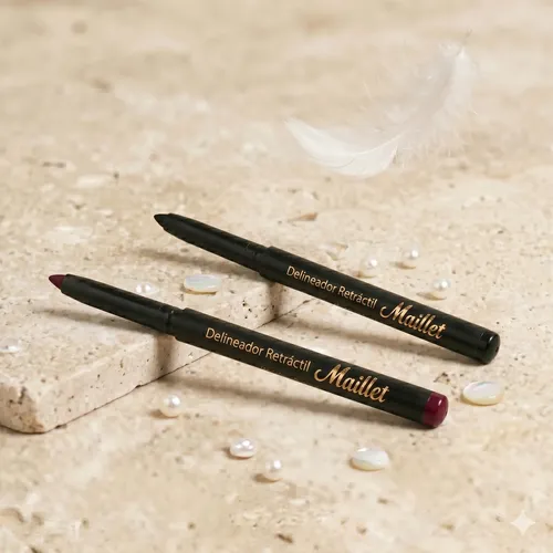 Maquillaje Kit Retráctil Labios Bordó Y Ojos Negro Maillet