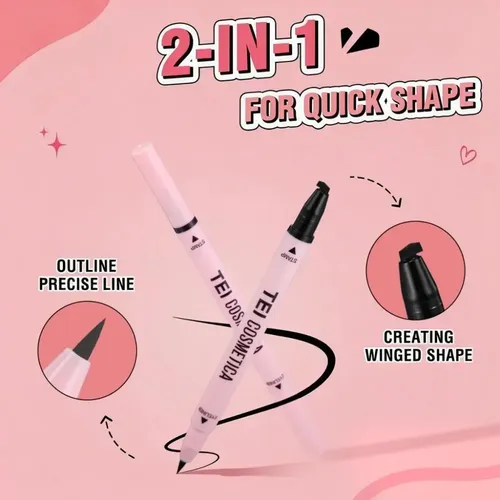 Lapiz Delineador Doble Punta Eyeliner Waterproof Tei Negro