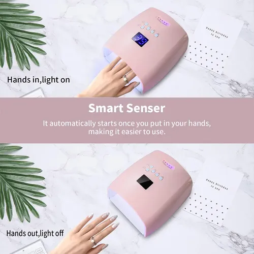 Lámpara Uv Led Recargable 48w Rosa Profesional Manicura