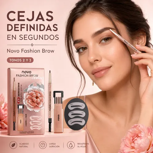 Lapiz Cejas Novo Retractil Con 3 Repuestos Y Plantillas