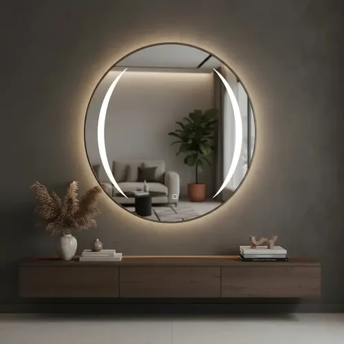 Espejo Circular Led 60cm Espejo Cálido Romántico Marco Diseño 12
