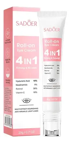 Crema Contorno de Ojos Rollerball Sadoer Antiojeras Bolsas Ácido Hialurónico 20 mL