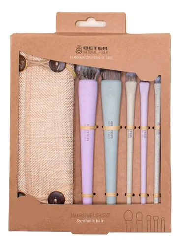 Set Brochas Maquillaje 5 Piezas Sintético Estuche Eco