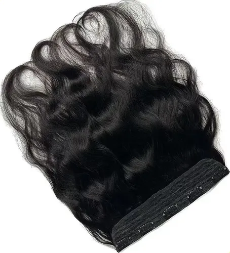 /. Aplica Tictac, Cabello Humano Ondulado Negro, 40 Cm, .