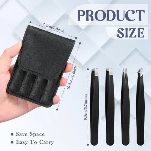 Juego De 12 Pinzas Para Cejas Lasnten Modelo 4 En 1 Negro