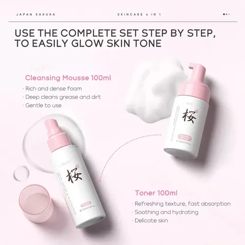 Set De Cuidado Facial Sakura Laikou Pro Japón 4pzas
