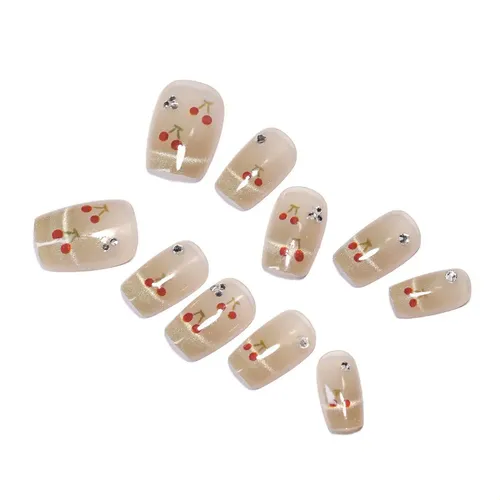 Uñas Prensadas Con Purpurina Nude Con Diamantes De Imitación
