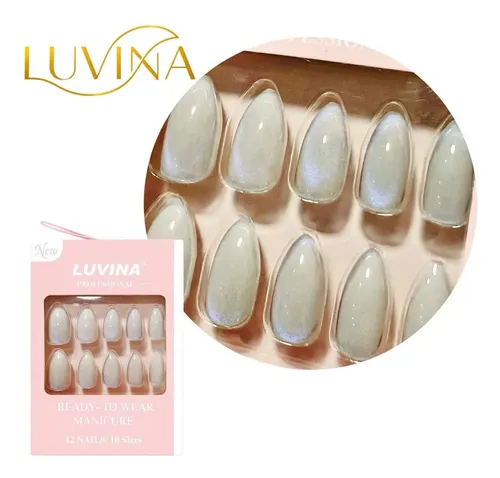 Kit 12 Uñas Postizas Con Adhesivos Press On Nails Luvina