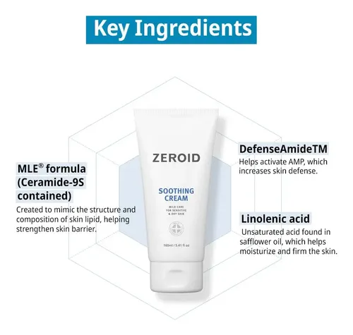 Zeroid | Crema Calmante | Hidratante Facial Para Pieles Sen. Seca Día