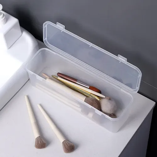 Maquillaje De Plástico Transparente Portátil Y Largo Con Alm