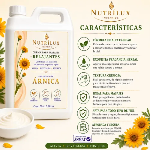 Crema Para Masaje Arnica Desinflamante 5 Lts Nutrilux