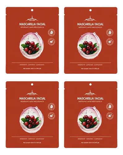 Set X4 Mascarilla Blanca Facial Arándano Paris Night