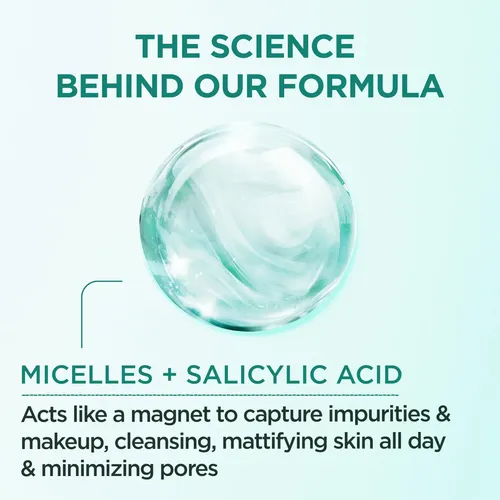 Garnier Agua Micelar Con Ácido Salicílico, Limpiador Facial