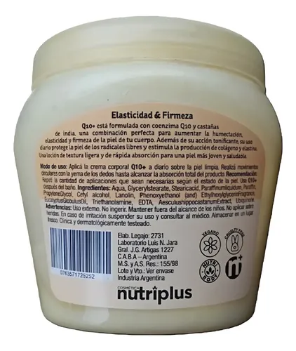 Crema Corporal Refirmante Q10+ Nutriplus Castaña De La India
