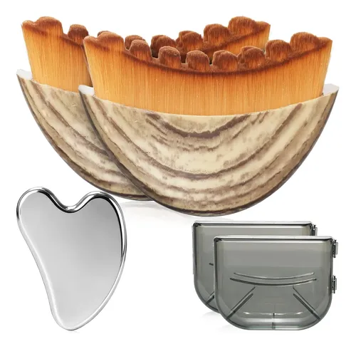 Set 2 Piezas Gua Sha Y Cepillo Facial Para Drenaje