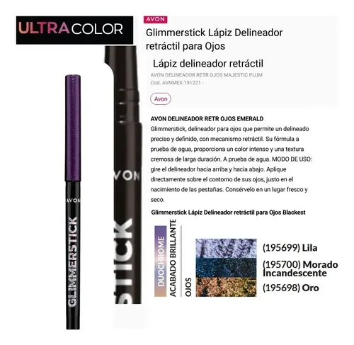 Lápiz Delineador Retráctil Ojos Avon Glimmerstick Lila Brill
