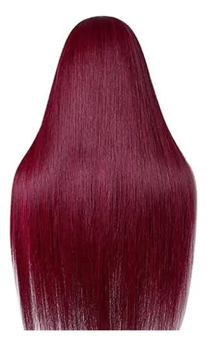 Peluca Larga Recta Burdeos 99j Con Peine Para Mujer Cosplay