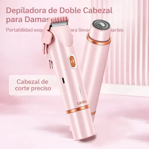 Doble Cabezal Afeitadora Mujer Sin Dolor Depiladora Eléctri