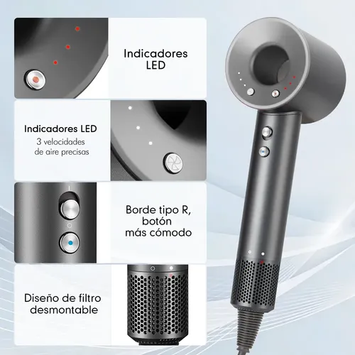 Secador De Pelo Iones Profesional Alta Velocidad Con Difusor