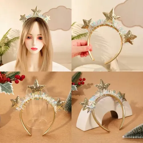 Diademas Con Purpurina Y Forma De Estrella Dorada Con Forma