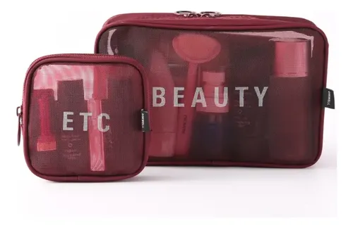 Maquillaje Bolsa Cosmetiquera Mujer Color Bordó Diseño