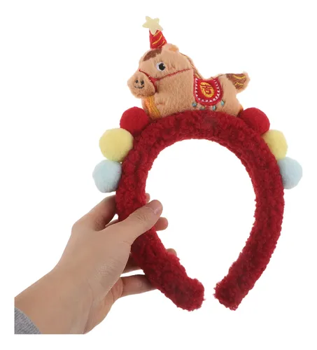 Diadema De Caballo De Peluche: Aro Para El Pelo De Año Nuevo 26.00×18.00×4.00cm