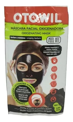 Mascarilla Peeling Facial Otowil Carbón Activado Oxigenadora Piel Grasa