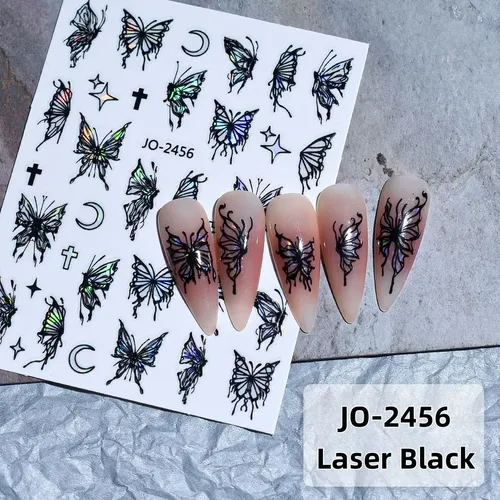 Stickers Autoadhesivos Uñas Mariposas Brillo Perlado Lazer