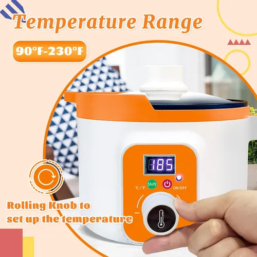 Q.olla Para Derretir Cera Ksedcon 1.5l Pantalla Led Naranja.