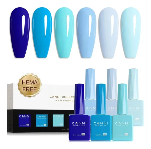 Set De Esmalte De Uñas En Gel Canni 6 Colores 9ml Azul