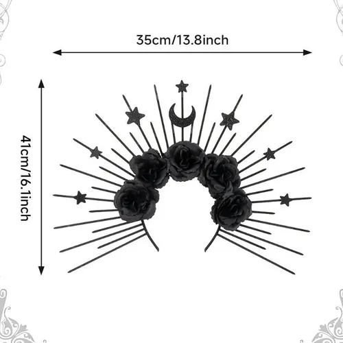 Diadema Gótica Con Forma De Halo, Sol Y Luna