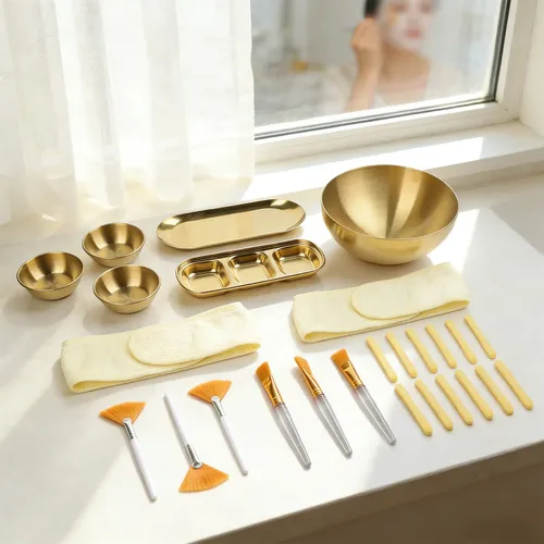 Conjunto De Pinceles Faciales Con Tazón Para Aplicar