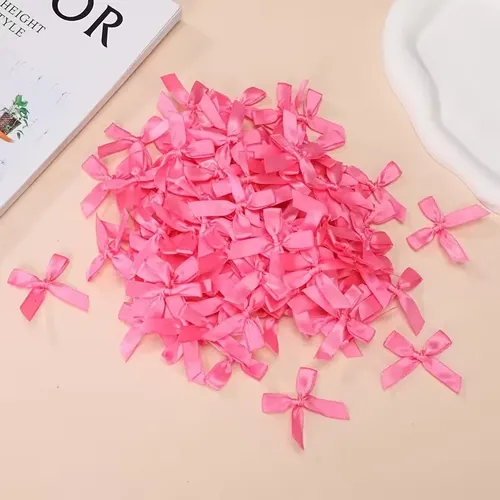 ..100 Lazos De Cinta De Colores – Lazos De Tela De 3,5 Cm.. Rosa