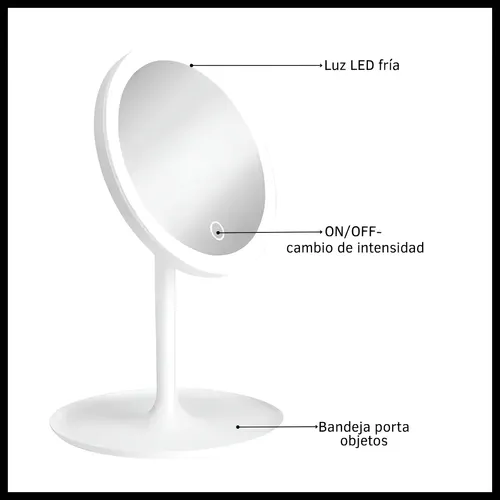 Espejo Con Luz Led Para Maquillaje Redondo 3 Tipos De Luz
