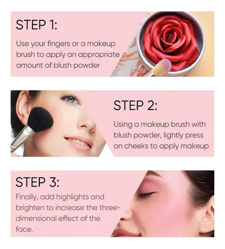 Flower Blush Rubor 3d Con Pétalos De Rosa Polvo Compacto 3.5 Tono Del Maquillaje 02