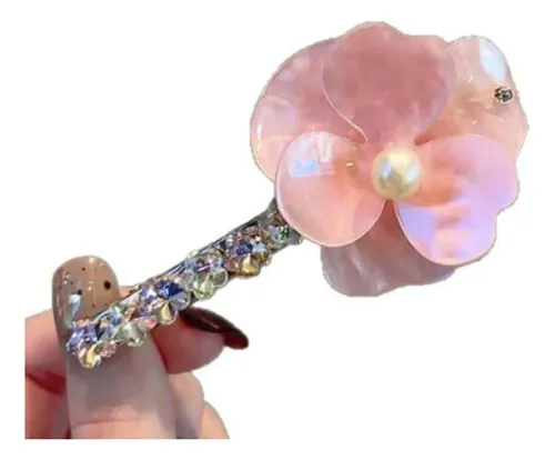 Pinza De Cabello Con Diseño Floral, Accesorio Femenino