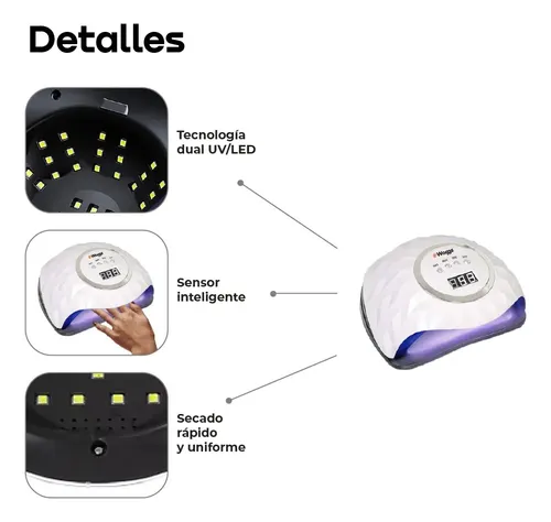 Lámpara Secadora de Uñas UV LED 268W Waggs CABU02 con Temporizador