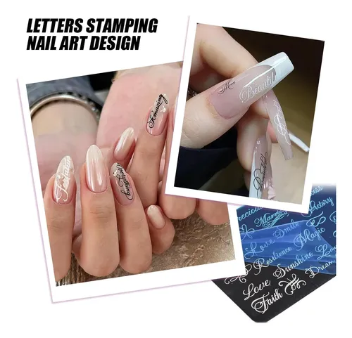 Kit Estampado Uñas 2 Placas Letras Cursivas Retro