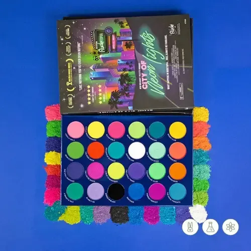 Paleta 24 Sombras Neón Mate Satín City Of Neon Lights Rude Cosmetics