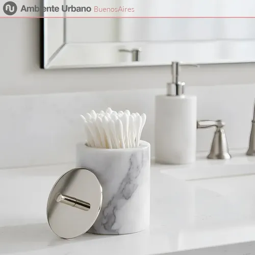Algodonera de Mármol Carrara Blanco para Baño y Tocador