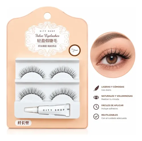 2 Pares De Pestañas Postizas Borde De Hilo Apta Extensiones