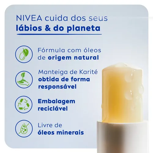 NIVEA Bálsamo Labial Sun Protect FPS 30 4,8g, Hidratación Intensa 24h, Protección Solar, Cuidado Diario, Manteca de Karité