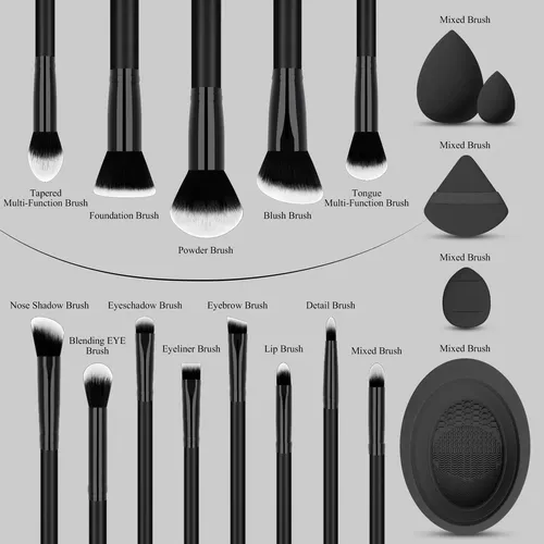 Set De Brochas De Maquillaje Koccido 26 Unidades Negro