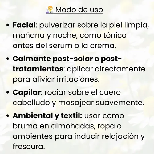 Hidrolato De Manzanilla 100cc Tónico Calmante Piel Sensible