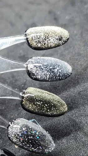 Kit X 4 Ojos Semi De Gato Dorado Plata Glitter