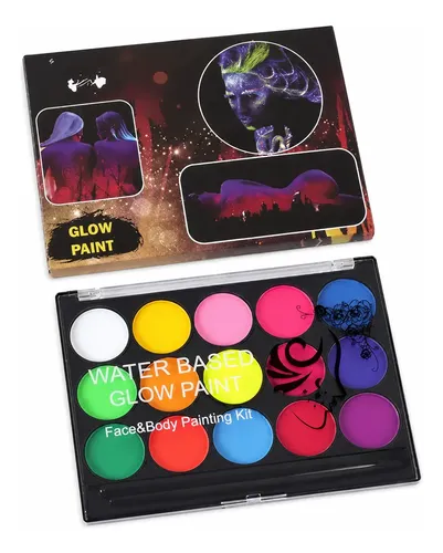 Face Paint Neón Paleta De Maquillaje Artístico +dos Pinceles